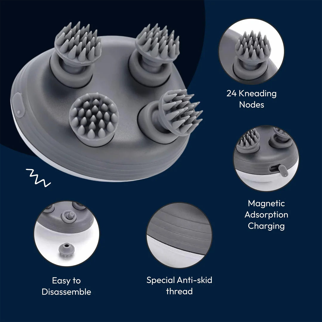 Portable Electric Scalp Massager – USB Rechargeable Deep Relaxation Massage Brush