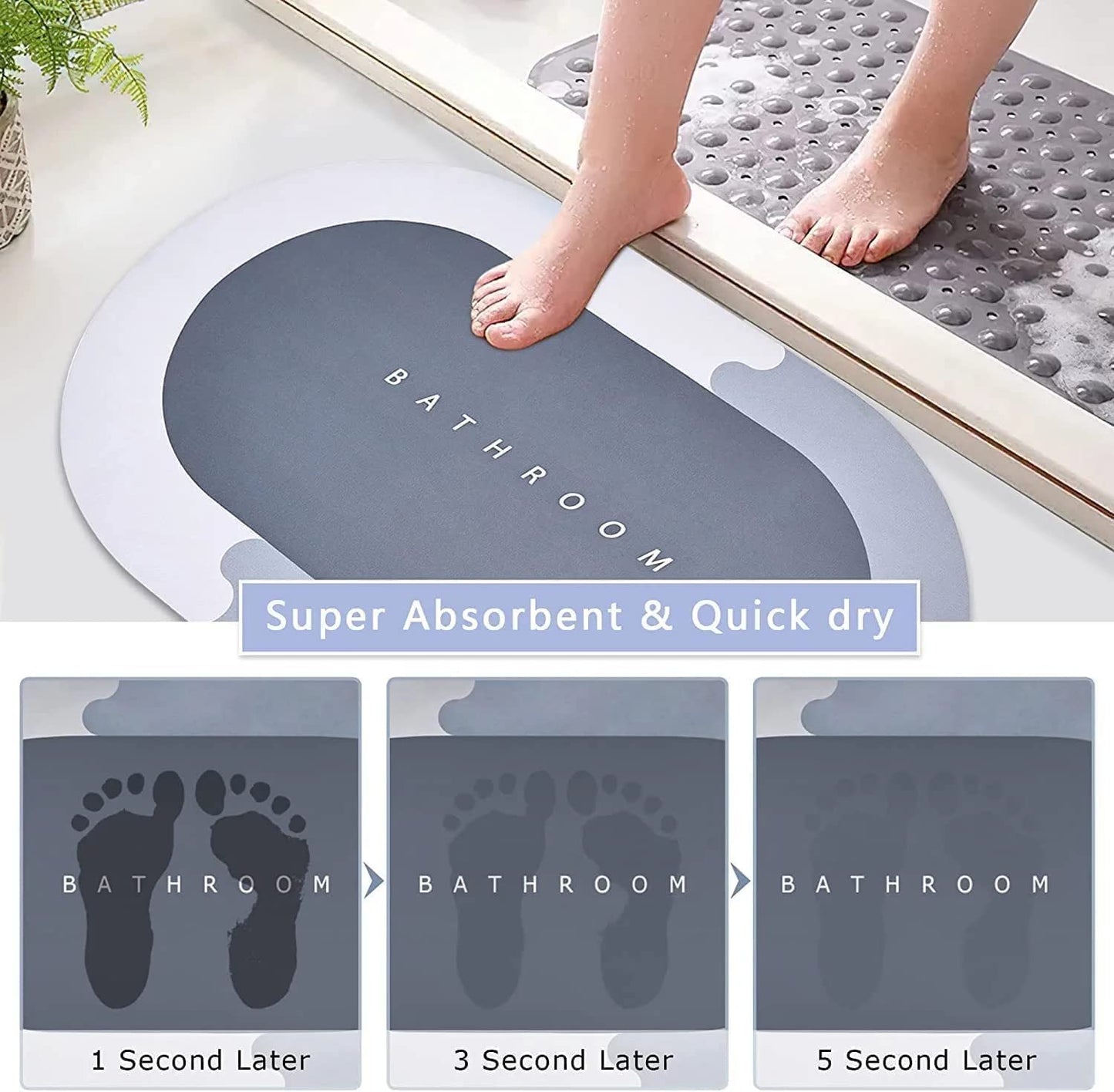 Water Soak Bathroom Mat (Pack Of 6)