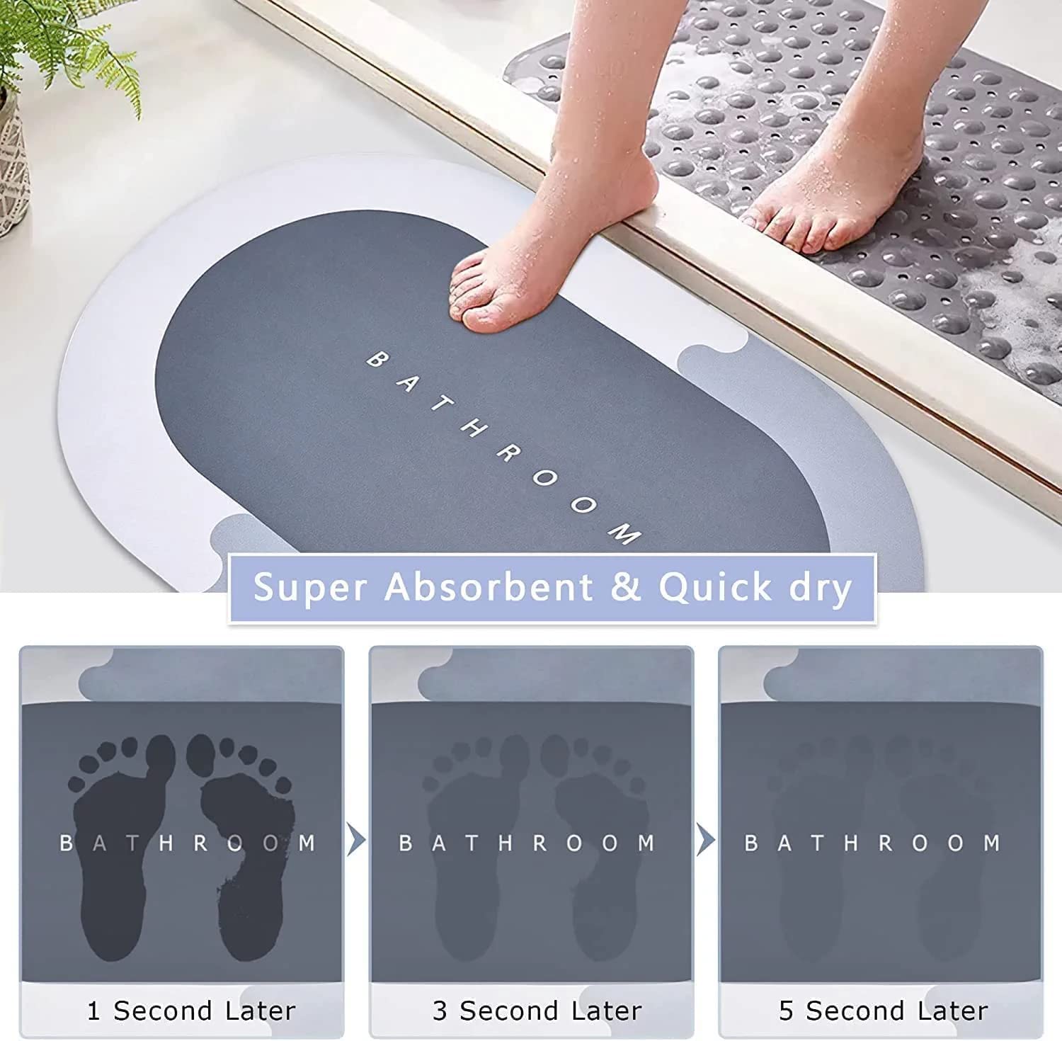 Water Soak Bathroom Mat (Pack Of 6)