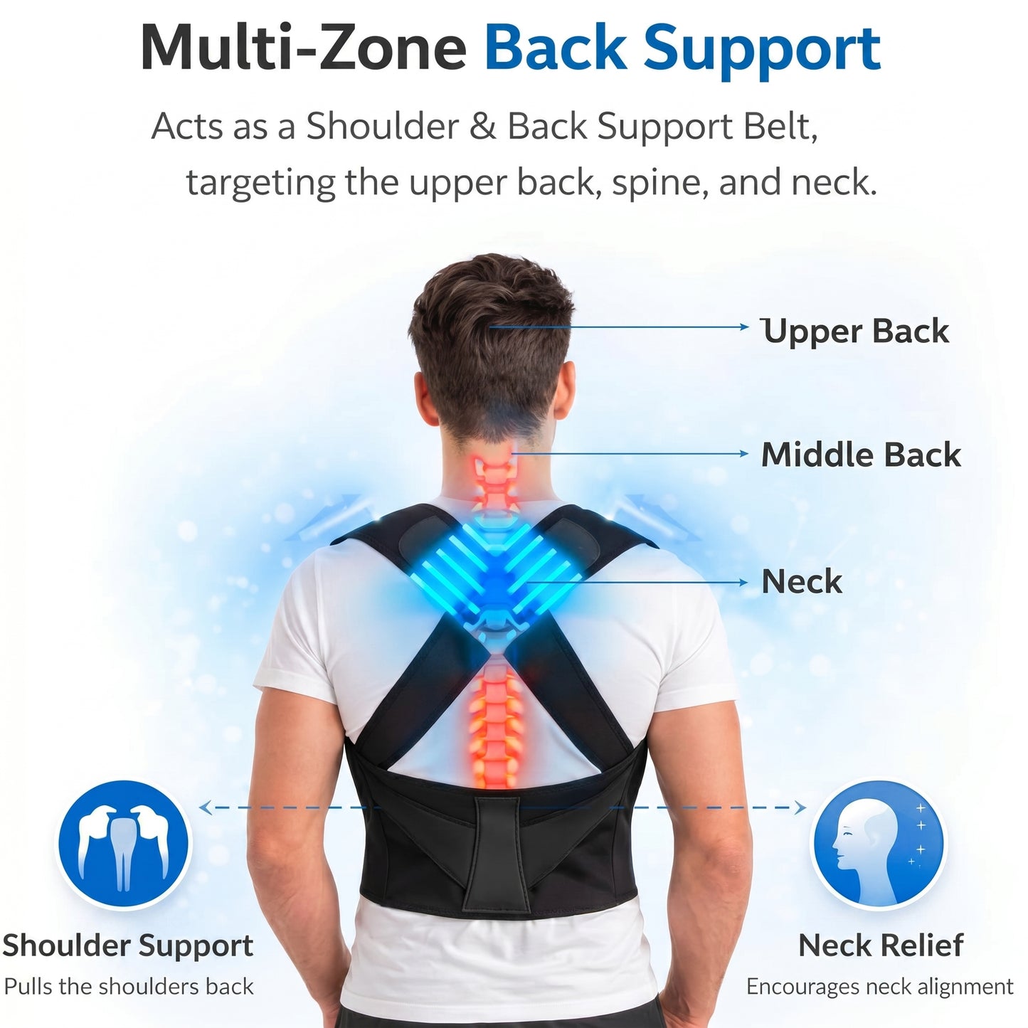 Adjustable Back Posture Corrector/ Slouching Relieve Pain Belt Women & Men