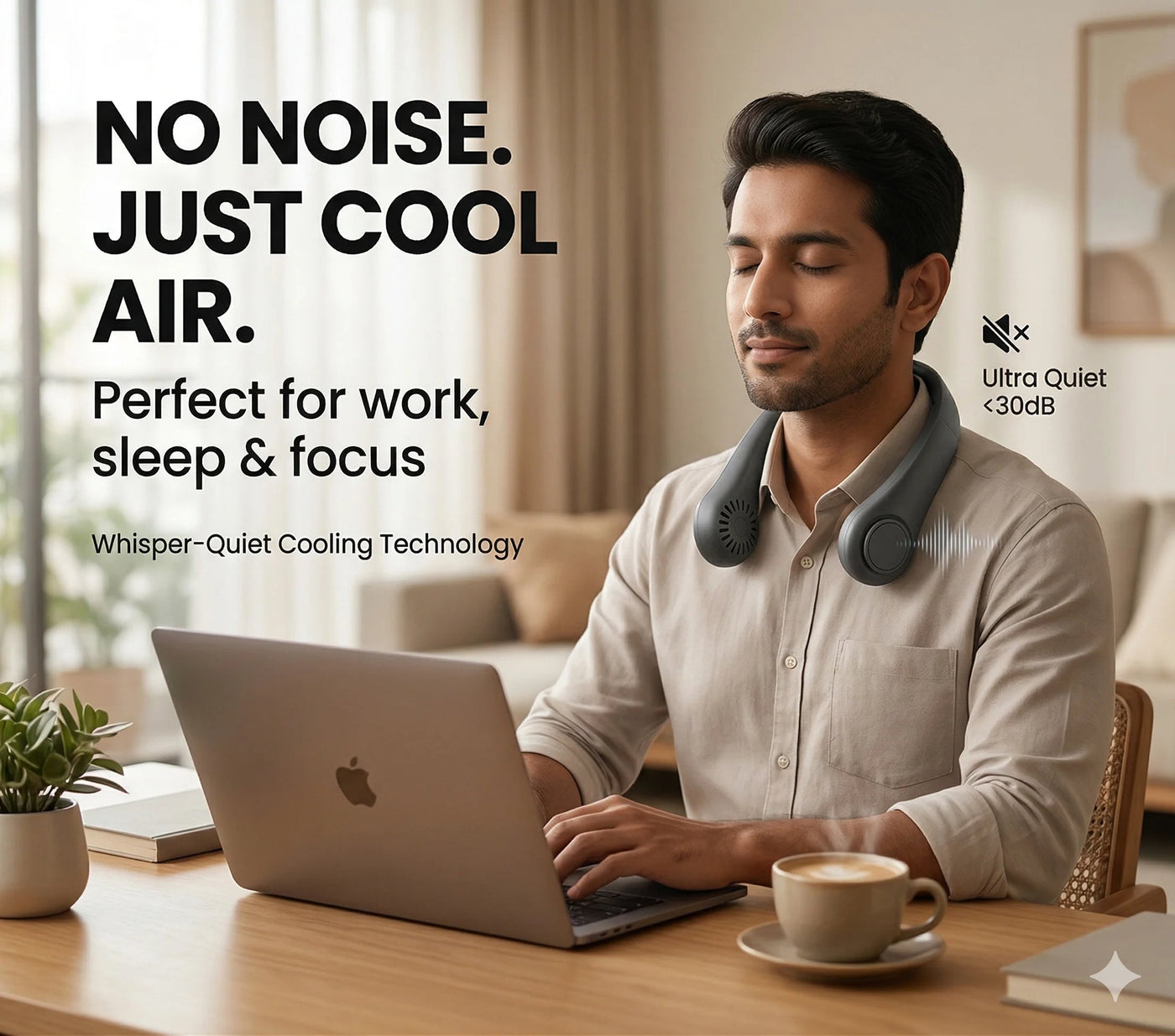 NeckFan™ – Portable Neck Fan | Soft Airflow | Outdoor & Travel Cooling