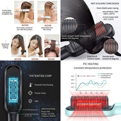 FrizzFree Hair Straightener Brush 3 in 1