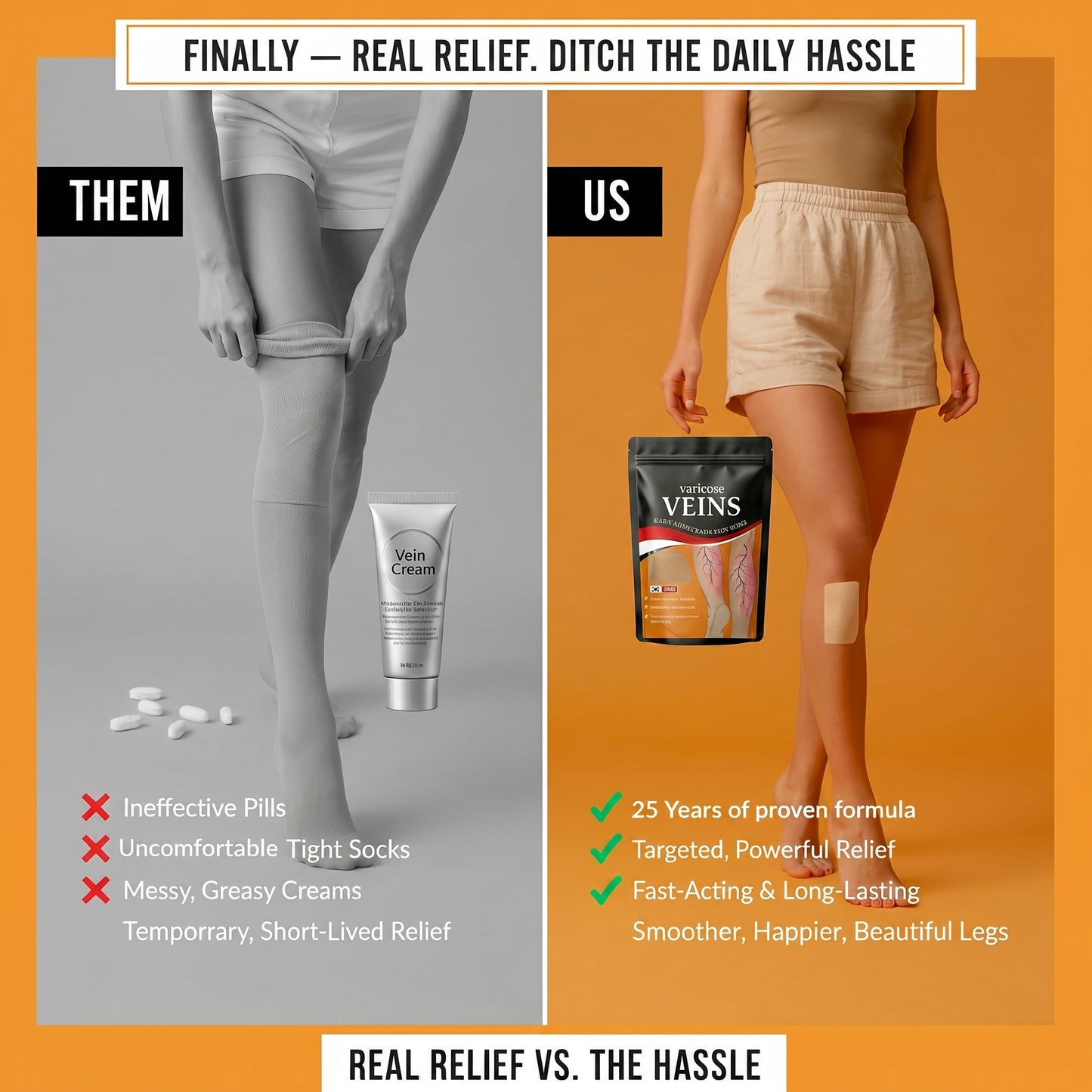 Varicose Veins Relief Patches - Reduces Swelling, Relieves Pain, Improves Blood Circulation & Vein Health