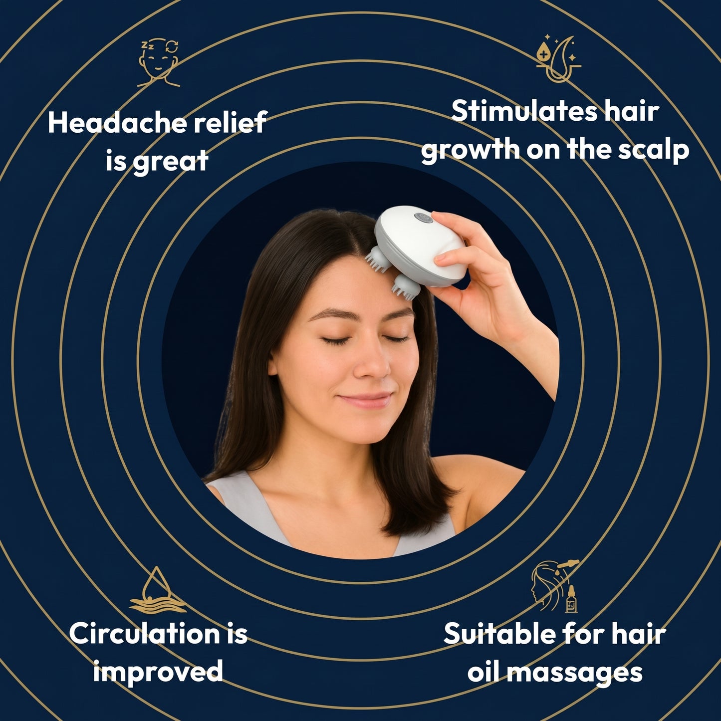 Portable Electric Scalp Massager – USB Rechargeable Deep Relaxation Massage Brush
