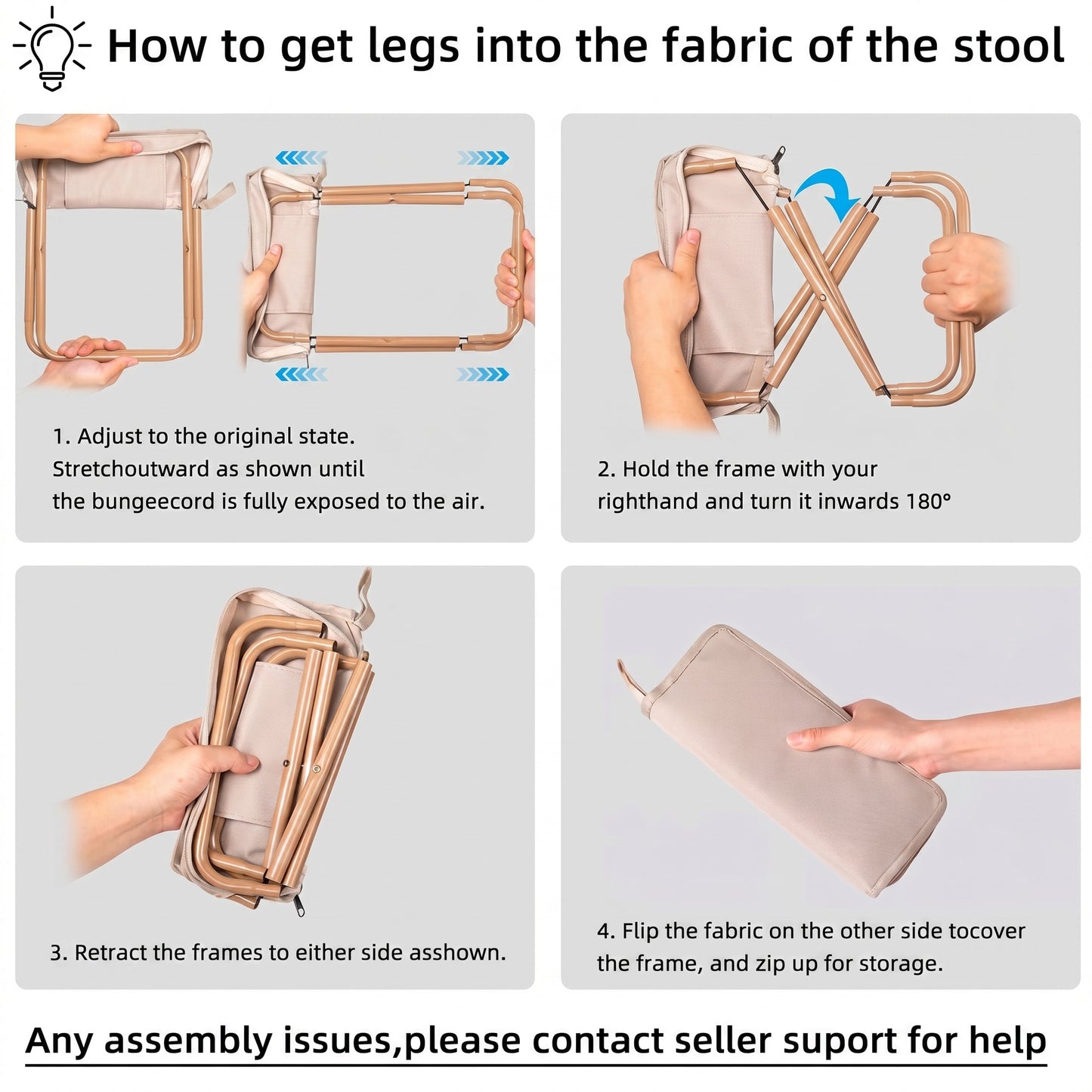 Outdoor Zipper Handbag Folding Stool