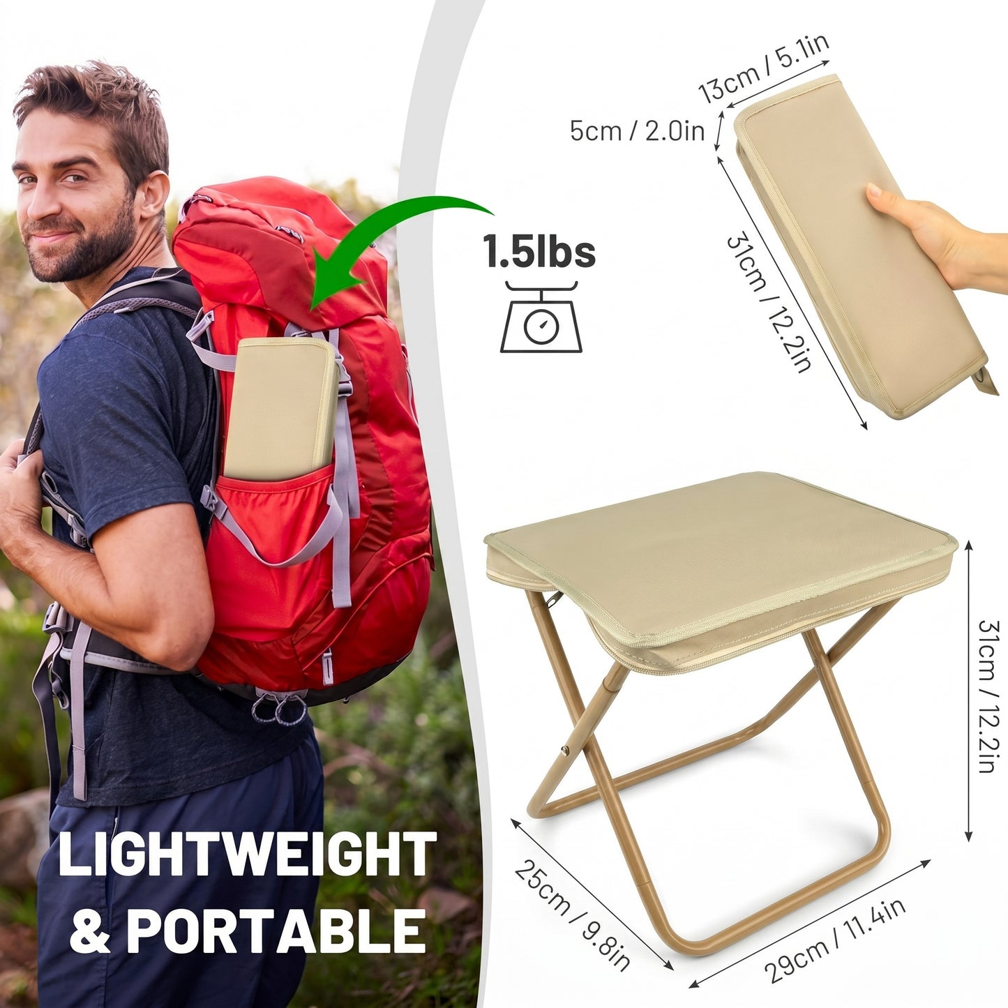 Outdoor Zipper Handbag Folding Stool