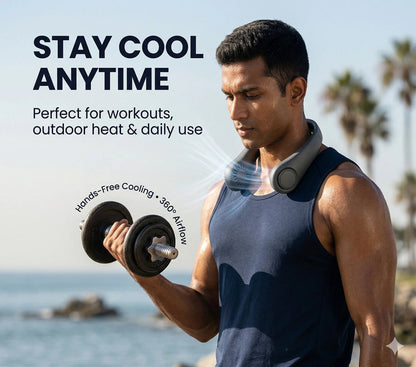 NeckFan™ – Portable Neck Fan | Soft Airflow | Outdoor & Travel Cooling