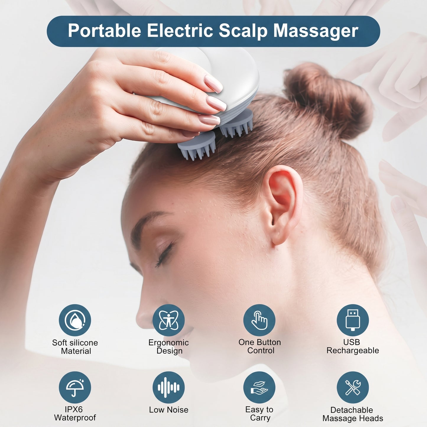 Portable Electric Scalp Massager – USB Rechargeable Deep Relaxation Massage Brush