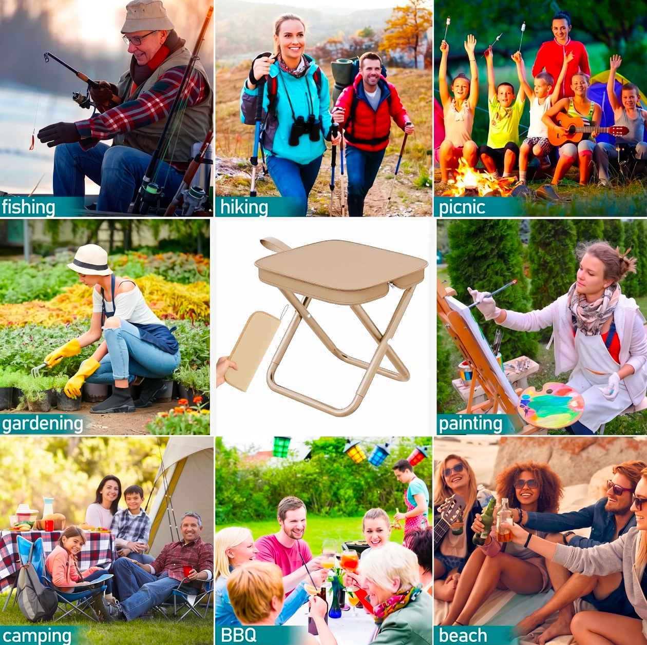 Outdoor Zipper Handbag Folding Stool