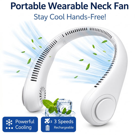 NeckFan™ – Portable Neck Fan | Soft Airflow | Outdoor & Travel Cooling