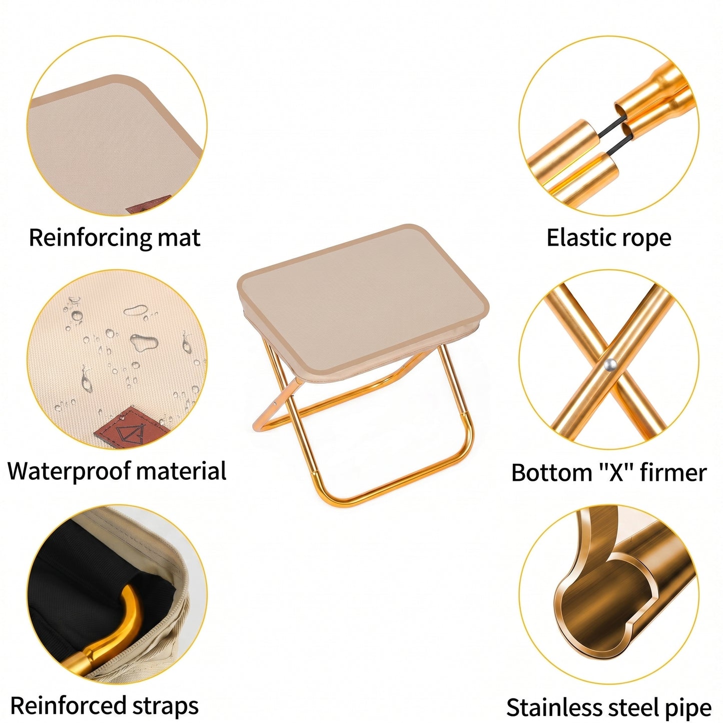 Outdoor Zipper Handbag Folding Stool